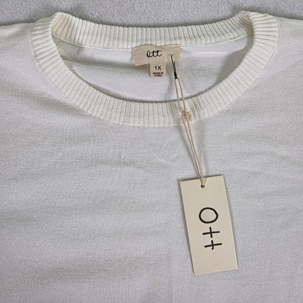 OTT Cream Puff‎ Sleeve Knit Top 1X NWT Sweater - Picture 2 of 7